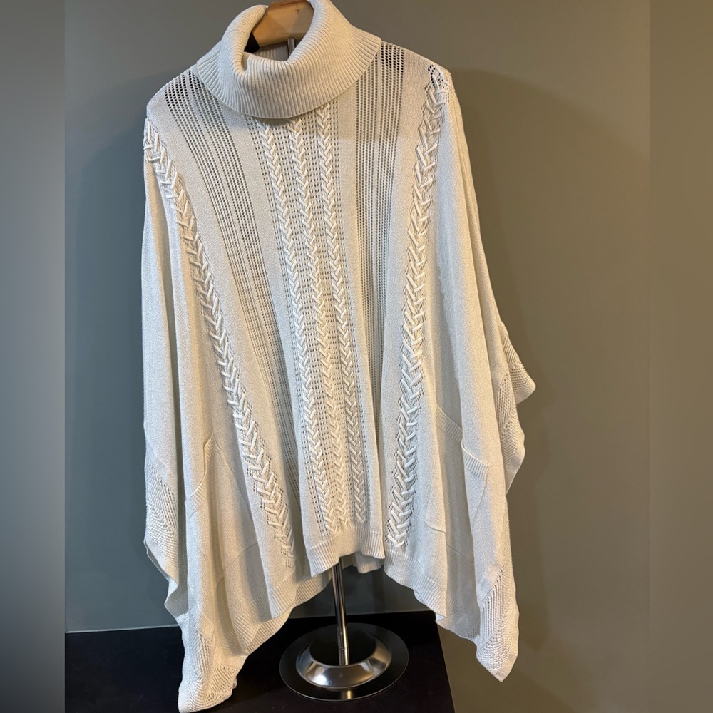 WHBM Cream Sweater Poncho OS